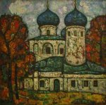 ***Церковь в Великом Новгороде - холст, масло, 80х80. Цена договорная