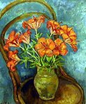 Лилии на голубом - холст, масло, 60х55, 1997г. Цена договорная
